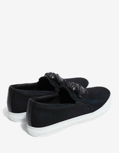 Load image into Gallery viewer, Black &amp; Turquoise Mesh Slip-On Trainers
