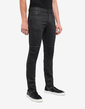 Load image into Gallery viewer, Black Biker Slim Fit Overdye Jeans
