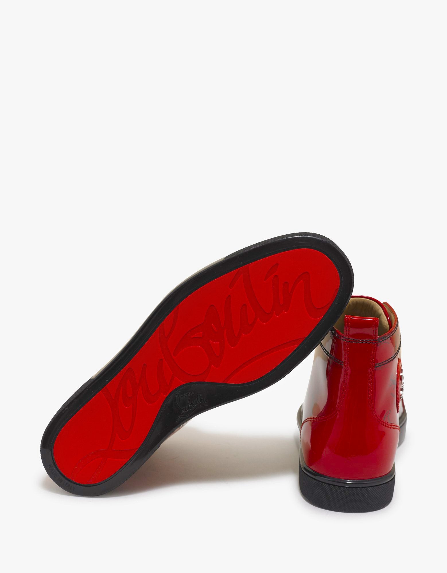 Louis Flat Red Degraloubi Patent High Top Trainers zoofashicons